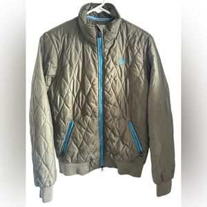 Nike Women's Olive and Blue Quilted Bomber Jacket sz: Medium